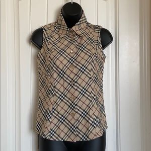 Auth BB Blue Label Nova Check Sleeveless Blouse